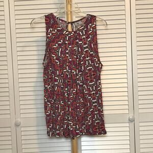 Worthington Geometric Round Neckline Sleeveless Blouse XL